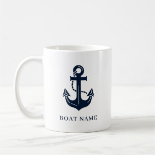 Benutzerdefinierter nautischer Bootsname Anker Kaffeetasse