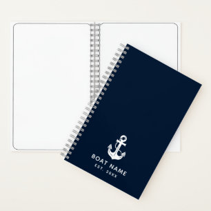 Benutzerdefinierter nautischer Bootsname Anker Notizbuch