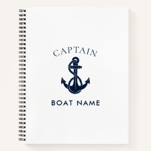 Benutzerdefinierter nautischer Kapitän Boot Anker Notizbuch