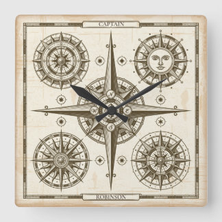 Benutzerdefinierter nautischer Kompass Quadratische Wanduhr