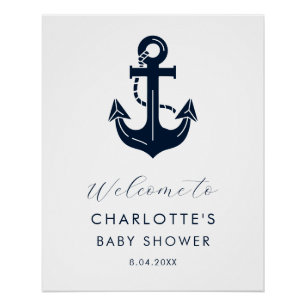 Benutzerdefinierter Navy-Anker-Baby-Shower-Empfang Poster