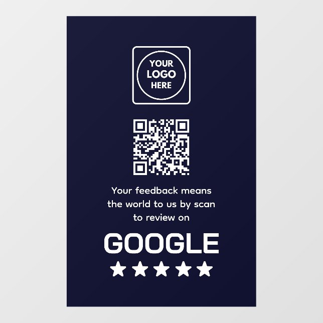 Benutzerdefinierter Navy-QR-Code | Google Reviews  Fensteraufkleber (Blatt)