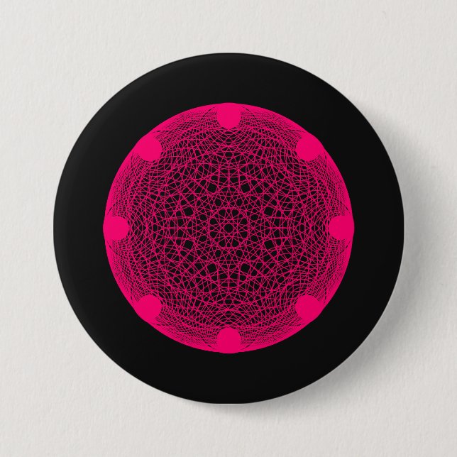 Benutzerdefinierter Neon Web Mandala Button - Rosa (Vorderseite)