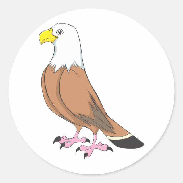 Benutzerdefinierter Niedlicher Adler-Cartoon Runder Aufkleber (Vorderseite)