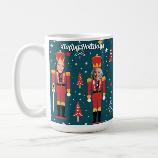 benutzerdefinierter Nussknacker 5-Gesichts-Foto-Be Kaffeetasse (Links)
