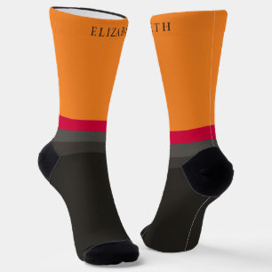 Benutzerdefinierter Orange Pink Grau Schwarz Farbb Socken