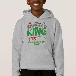 Benutzerdefinierter Ort Datum Name des Jigsaw Puzz Hoodie