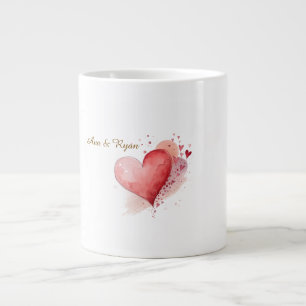 Benutzerdefinierter Paarnamen-Wasserfarbe-Herz-Spe Jumbo-Tasse