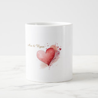 Benutzerdefinierter Paarnamen-Wasserfarbe-Herz-Spe Jumbo-Tasse