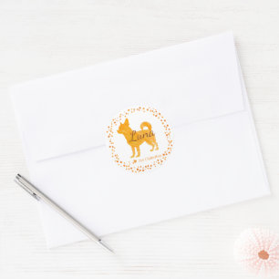 Benutzerdefinierter Pastell orange Chihuahua Silho Runder Aufkleber