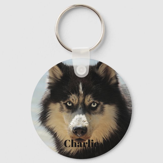 Benutzerdefinierter Personalisierter Husky-Foto Schlüsselanhänger (Vorderseite)