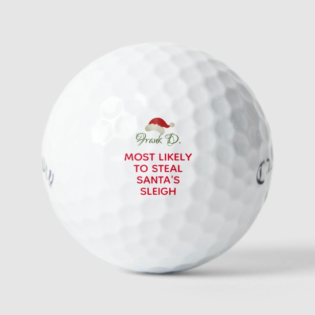 Benutzerdefinierter Personalisierter Name Weihnach Golfball (Vorderseite)