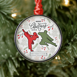 Benutzerdefinierter persönlicher Karate-Weihnachte Ornament Aus Metall