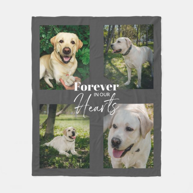 Benutzerdefinierter Pet-Collage Memorial Keepake Fleecedecke (Vorderseite)