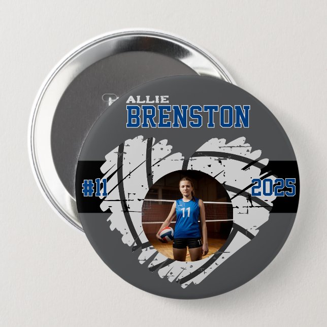 Benutzerdefinierter Picture Volleyball Player pers Button (Vorne & Hinten)