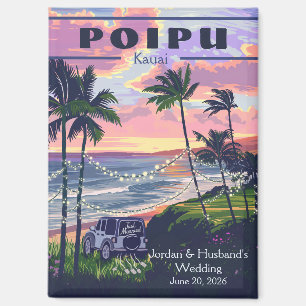 Benutzerdefinierter Poipu Kauai Hochzeit 2 Magnet