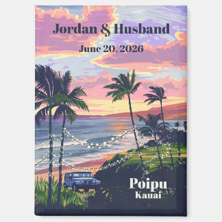 Benutzerdefinierter Poipu Kauai Hochzeitsmagnet Magnet