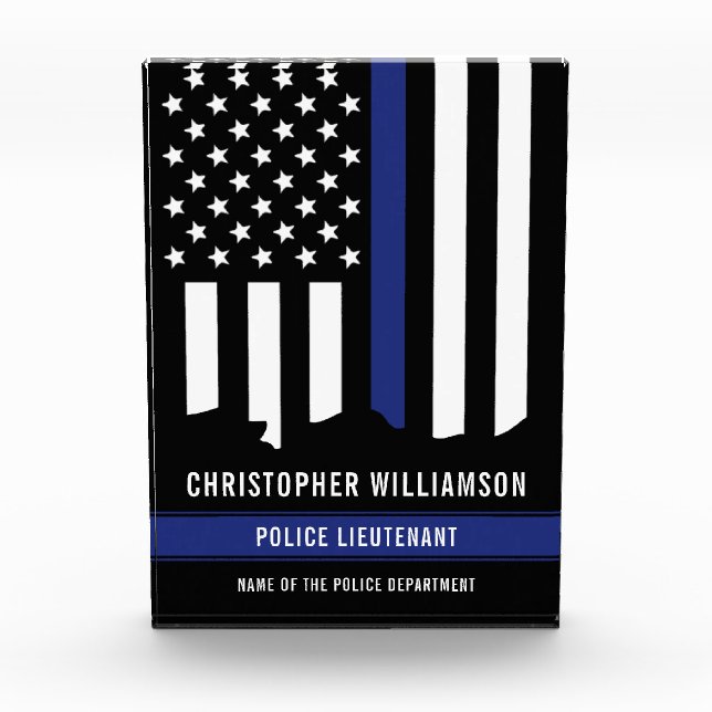 Benutzerdefinierter Polizeibeamter Thin Blue Line- Fotoblock (Vorderseite)