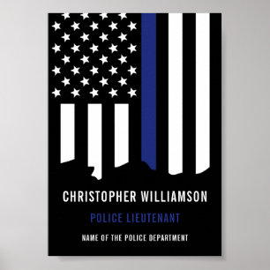 Benutzerdefinierter Polizeibeamter Thin Blue Line  Poster