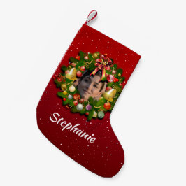 Benutzerdefinierter Portrait Wreath Kleiner Weihnachtsstrumpf