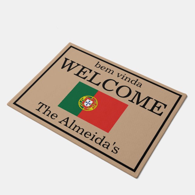 Benutzerdefinierter portugiesischer Flaggenfamilie Fußmatte (Schrägansicht)
