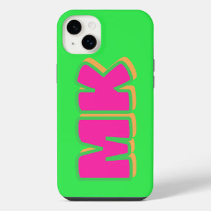 Benutzerdefinierter Preppy-Green-Monogramm-Drop-Sh iPhone 14 Plus Hülle