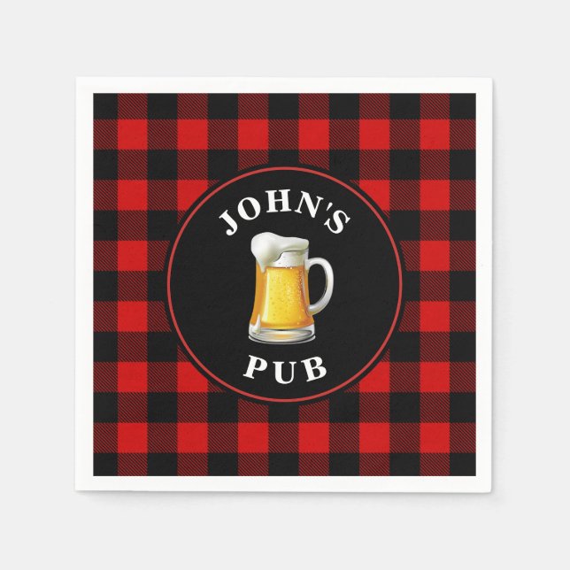 Benutzerdefinierter Pub-Sign mit Ihrem Namen Serviette (Vorderseite)