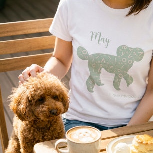 Benutzerdefinierter Pudel Name Salbei Grün Silhoue T-Shirt