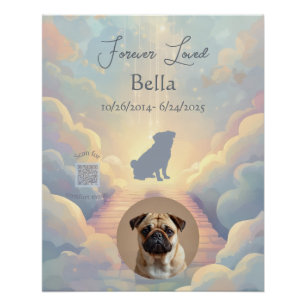 Benutzerdefinierter Pug-Regenbogenbrücke-Gedenkpos Poster
