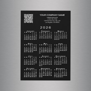 Benutzerdefinierter QR Code 2026 Kalender Schwarze Magnetkarte