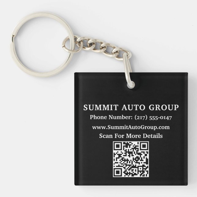 Benutzerdefinierter QR-Code Auto- oder Autohändler Schlüsselanhänger (Vorderseite)