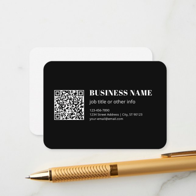 Benutzerdefinierter QR-Code & Bearbeitbarer Retro- Begleitkarte (Vorderseite/Rückseite Beispiel)