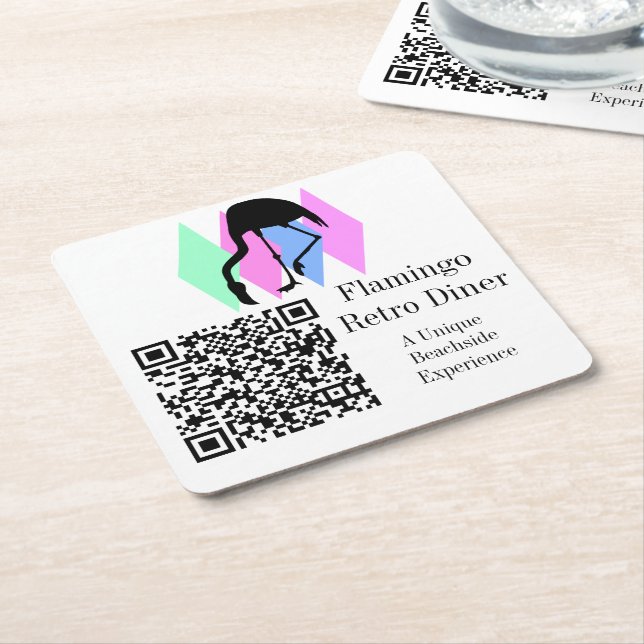 Benutzerdefinierter QR-Code Cafe Restaurant Bar Re Rechteckiger Pappuntersetzer (angewinkelt)