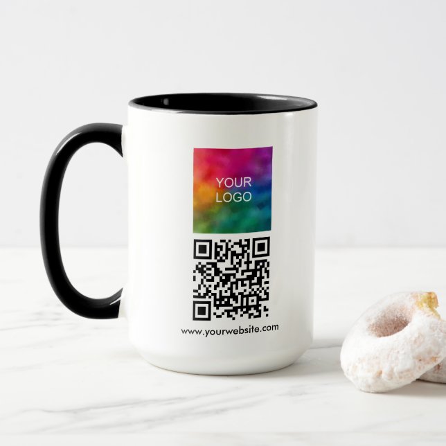 Benutzerdefinierter QR-Code Combo mit Firmenlogo h Tasse (Mit Donut)