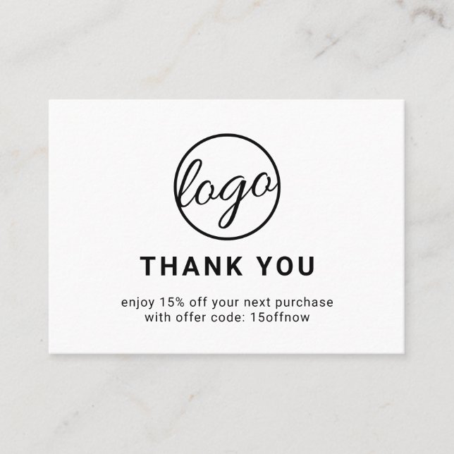 Benutzerdefinierter QR-Code Einfach Schwarz/Weiß-m Rabattkarte (Vorderseite)