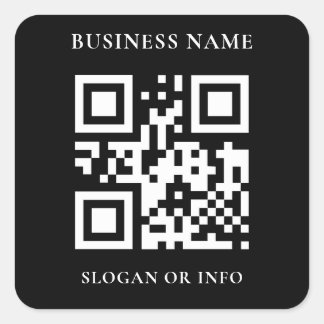 Benutzerdefinierter QR-Code Geschäftsname Schwarz Quadratischer Aufkleber