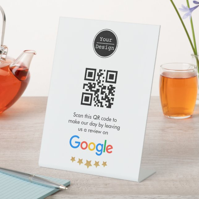 Benutzerdefinierter QR-Code Google Review Sockelschild (In Situ)