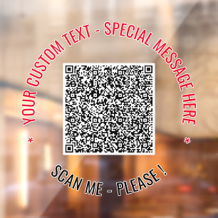 Benutzerdefinierter QR-Code Info Textfenster Klamm Fensteraufkleber