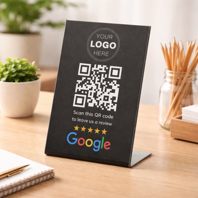 Benutzerdefinierter QR-Code-Logo für Unternehmensb Sockelschild (Google Reviews | Business Review Link QR Code Pedestal Sign)