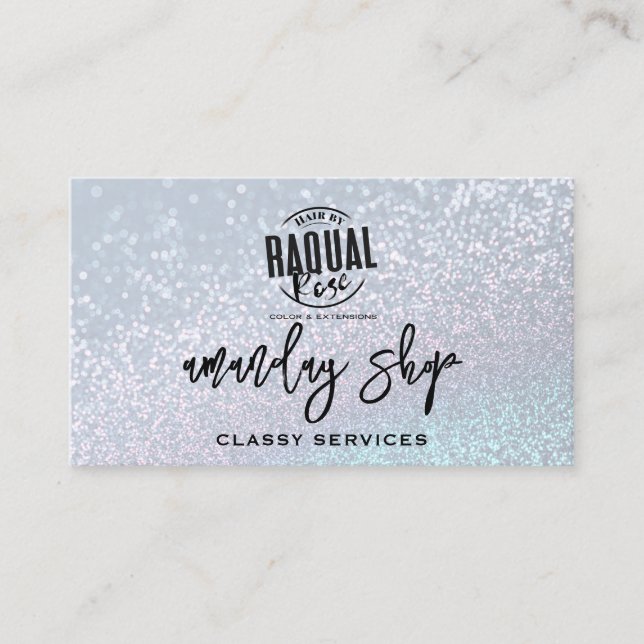 Benutzerdefinierter QR-Code Logo Social Media Glit Visitenkarte (Vorderseite)