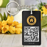 Benutzerdefinierter QR-Code Logo Text elegant Schw Schlüsselanhänger<br><div class="desc">Laden Sie ein Logo und QR-Code hoch, fügen Sie Text hinzu und erstellen Sie ganz einfach Ihren personalisierten Schlüsselanhänger. Klicken Sie auf Weiter, um die Hintergrundfarbe oder Textfarbe zu ändern. Sie können dieses Design auf anderen Zazzle-Produkten übertragen und an die meisten Zazzle-Produkte anpassen. Standard Studio Designs werden in hochauflösender Vektorgrafik...</div>