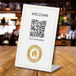 Benutzerdefinierter QR-Code Logo Text Modernes Ges Sockelschild