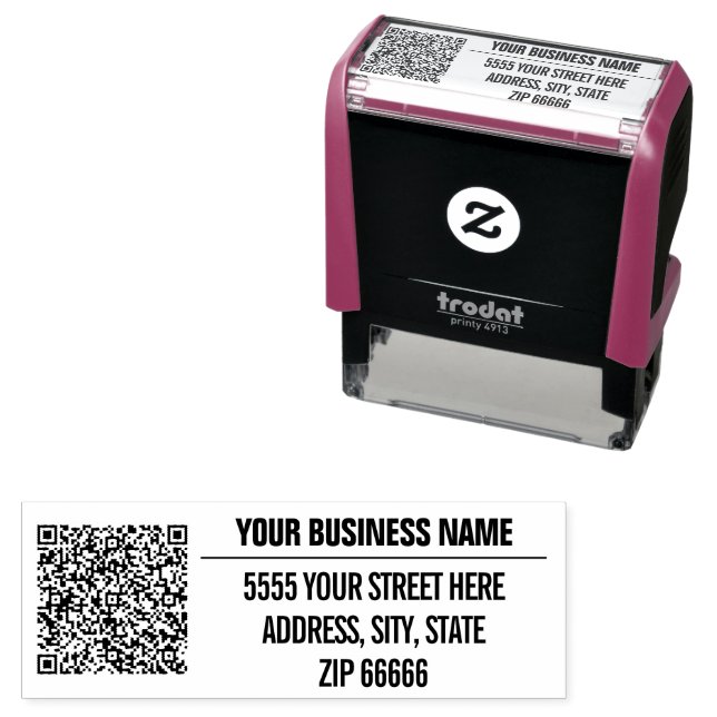Benutzerdefinierter QR-Code-Name-Adresse-Selbstfär Permastempel (Beispiel)