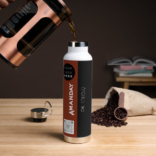 Benutzerdefinierter QR-Code Name Braun Schwarz Trinkflasche