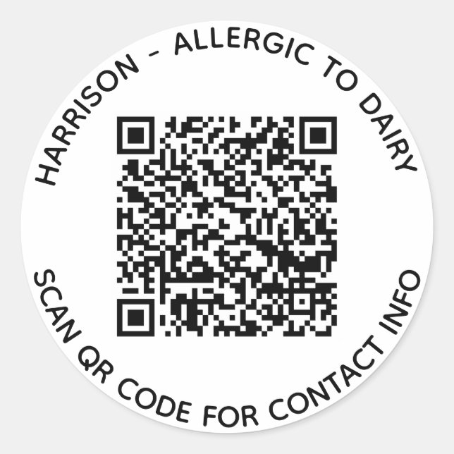 Benutzerdefinierter QR-Code Name Text Kontaktinfor Runder Aufkleber (Vorderseite)