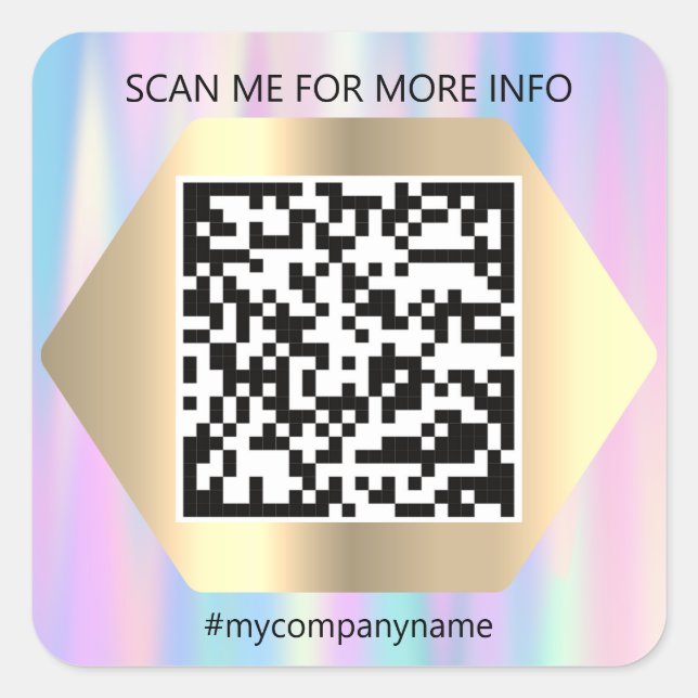 Benutzerdefinierter QR-Code Prüfung Ich Name Blau  Quadratischer Aufkleber (Vorderseite)
