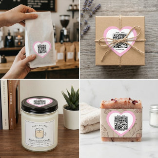 Benutzerdefinierter QR-Code Rosa Herzförmiger Aufk Herz-Aufkleber