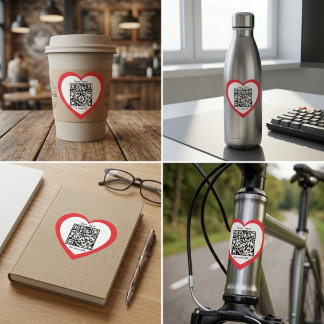Benutzerdefinierter QR-Code Roter Herzförmiger Auf Herz-Aufkleber
