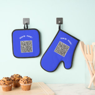 Benutzerdefinierter QR Code Scannen Sie Ihr eigene Ofenhandschuh & Topflappen-Set