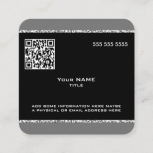 Benutzerdefinierter QR-Code - Schwarz und Grau Quadratische Visitenkarte